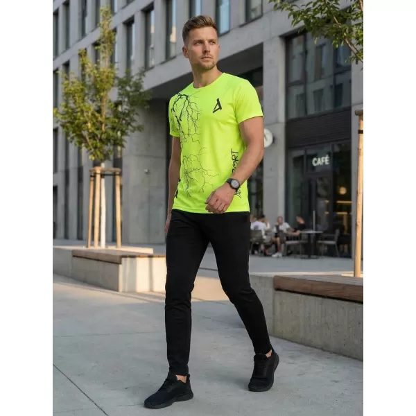  Tricou premium pentru bărbați ALTISPORT VOJ/ALM004TR01 GALBEN NEON 