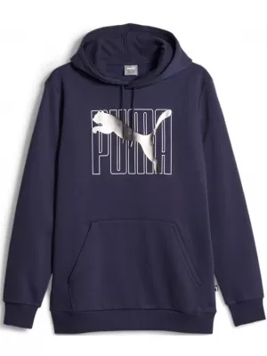 Hanorac pentru bărbați PUMA ESS+ LOGO LAB HOLIDAY HOODIE FL 675924-06 ALBASTRU