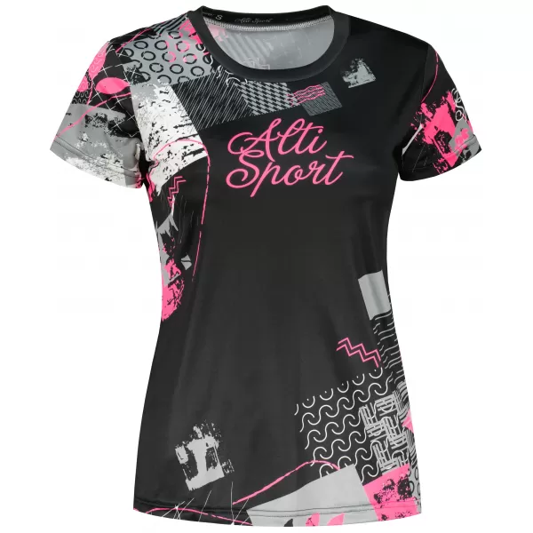  Tricou funcțional premium pentru femei ALTISPORT VOJ/ALW009TR01 NEGRU/ROZ DESCHIS 