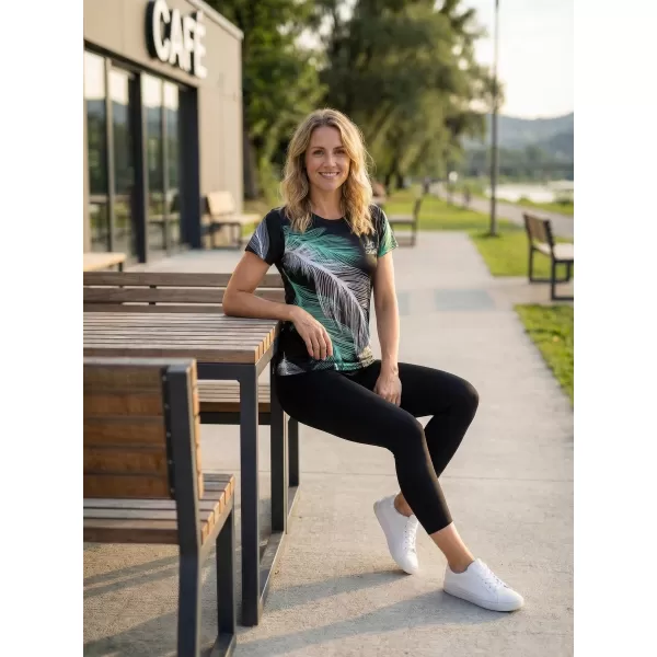  Tricou funcțional premium pentru femei ALTISPORT VOJ/ALW001TR01 NEGRU/TURCOAZ 