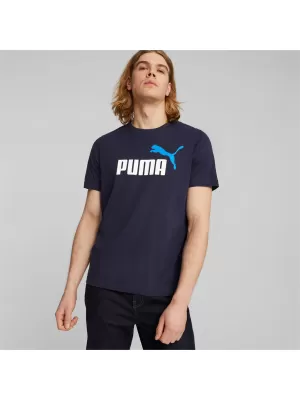 Tricou pentru bărbați PUMA ESS+ 2 COL LOGO TEE 586759-07 ALBASTRU