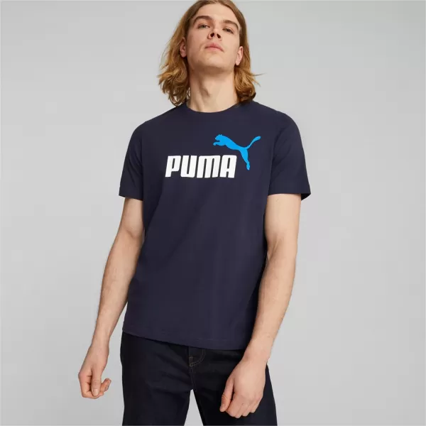  Tricou pentru bărbați PUMA ESS+ 2 COL LOGO TEE 586759-07 ALBASTRU 