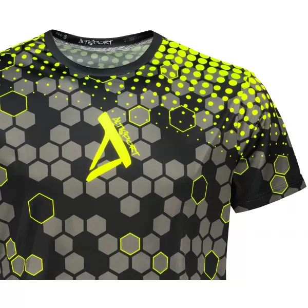  Tricou funcțional premium pentru bărbați ALTISPORT VOJ/ALM005TR01 NEGRU ȘI GALBEN 