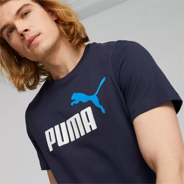  Tricou pentru bărbați PUMA ESS+ 2 COL LOGO TEE 586759-07 ALBASTRU 