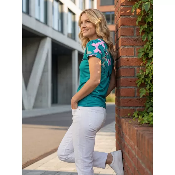  Tricou funcțional premium pentru femei ALTISPORT VOJ/ALW002TR01 SMARALD/ROZ DESCHIS 