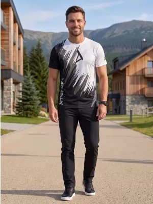 Tricou funcțional premium pentru bărbați ALTISPORT VOJ/ALM006TR01 ALB-NEGRU