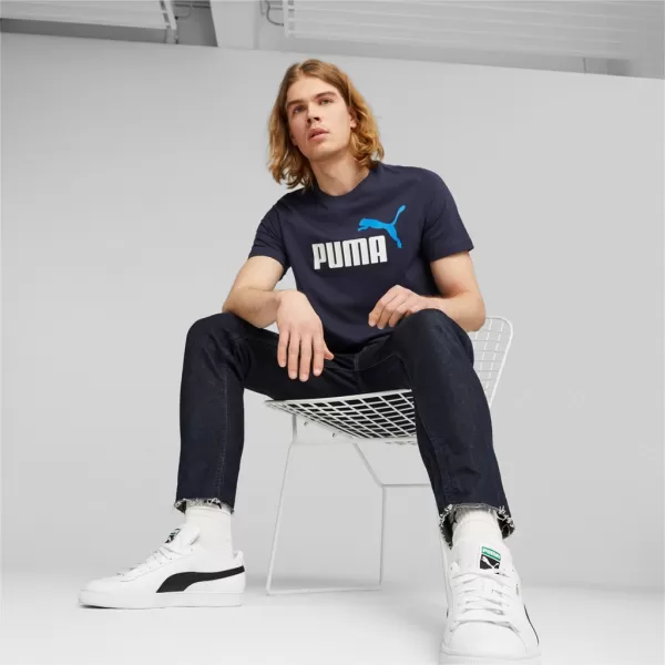  Tricou pentru bărbați PUMA ESS+ 2 COL LOGO TEE 586759-07 ALBASTRU 