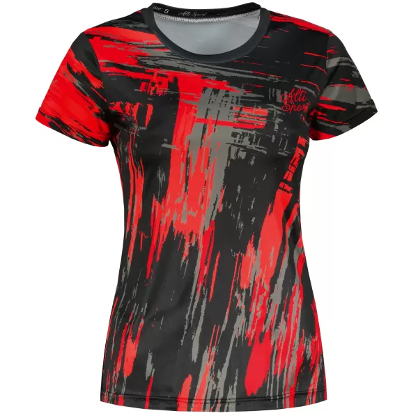  Tricou funcțional premium pentru femei ALTISPORT VOJ/ALW010TR01 NEGRU ȘI ROȘU 