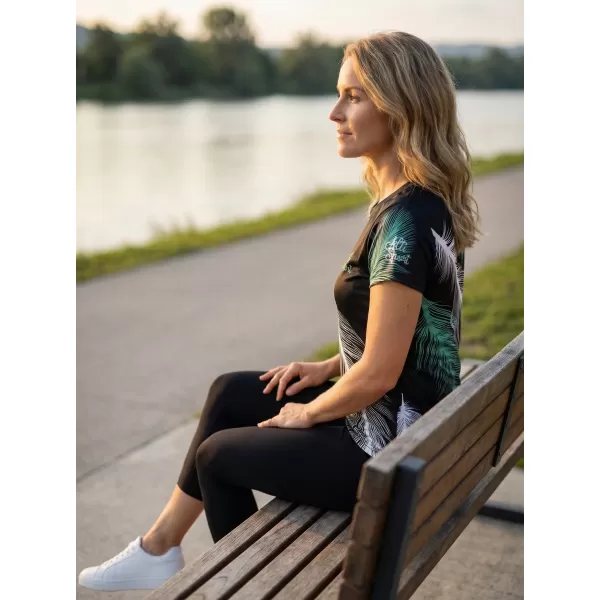  Tricou funcțional premium pentru femei ALTISPORT VOJ/ALW001TR01 NEGRU/TURCOAZ 