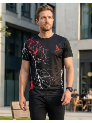 Tricou premium pentru bărbați ALTISPORT VOJ/ALM004TR01 NEGRU ȘI ROȘU