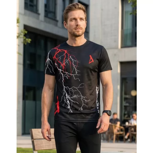  Tricou premium pentru bărbați ALTISPORT VOJ/ALM004TR01 NEGRU ȘI ROȘU 