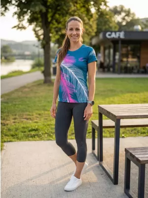 Tricou funcțional premium pentru femei ALTISPORT VOJ/ALW001TR01 BENZINĂ/ROZ