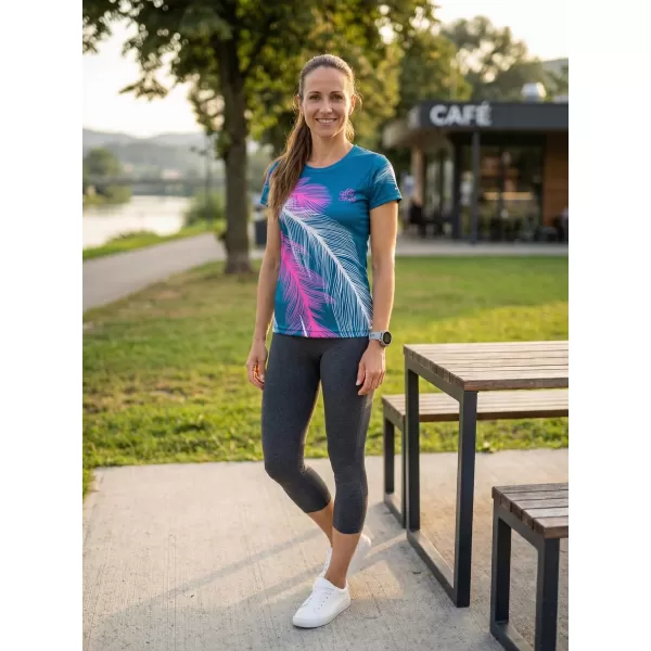  Tricou funcțional premium pentru femei ALTISPORT VOJ/ALW001TR01 BENZINĂ/ROZ 