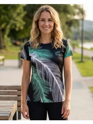 Tricou funcțional premium pentru femei ALTISPORT VOJ/ALW001TR01 NEGRU/TURCOAZ
