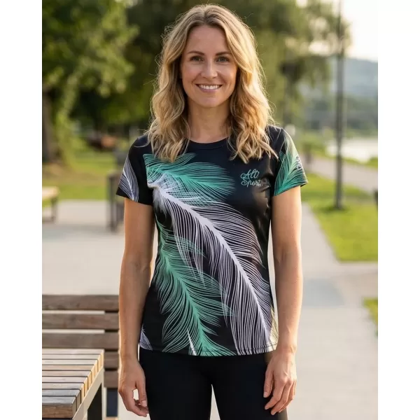  Tricou funcțional premium pentru femei ALTISPORT VOJ/ALW001TR01 NEGRU/TURCOAZ 