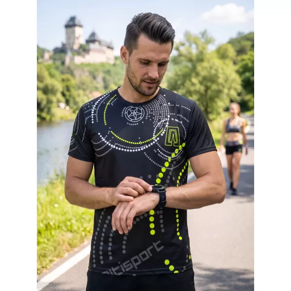  Tricou premium pentru bărbați ALTISPORT VOJ/ALM003TR01 NEGRU ȘI GALBEN 