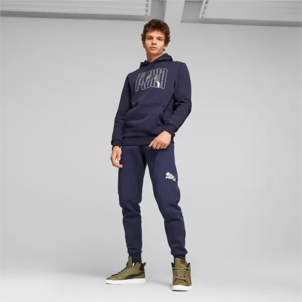  Hanorac pentru bărbați PUMA ESS+ LOGO LAB HOLIDAY HOODIE FL 675924-06 ALBASTRU 