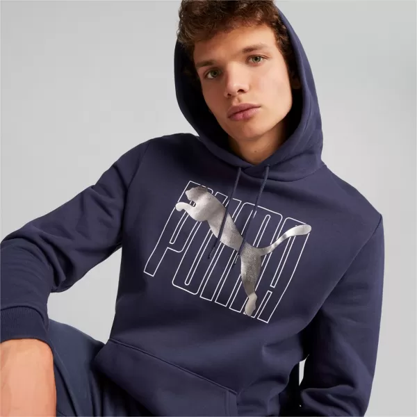  Hanorac pentru bărbați PUMA ESS+ LOGO LAB HOLIDAY HOODIE FL 675924-06 ALBASTRU 