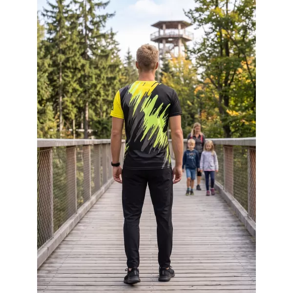  Tricou funcțional premium pentru bărbați ALTISPORT VOJ/ALM006TR01 NEGRU ȘI GALBEN 