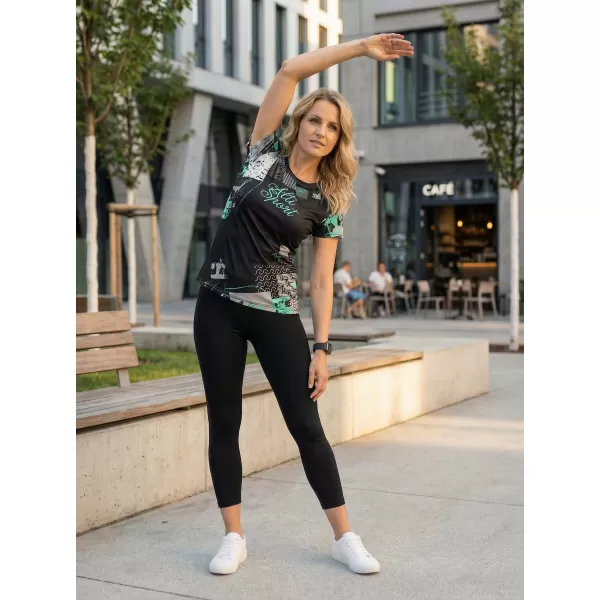  Tricou funcțional premium pentru femei ALTISPORT VOJ/ALW009TR01 NEGRU/TURCOAZ 
