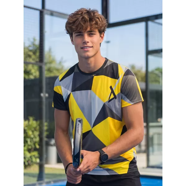 Tricou funcțional premium plus pentru bărbați ALTISPORT VOJ/ALM007TR02 NEGRU ȘI GALBEN 