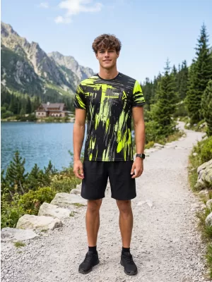 Tricou funcțional premium pentru bărbați ALTISPORT VOJ/ALM010TR01 NEGRU ȘI GALBEN
