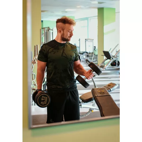  Tricou funcțional premium plus pentru bărbați ALTISPORT VOJ/ALM012TR02 NEGRU/ARMATĂ 
