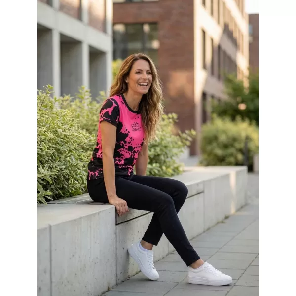  Tricou funcțional premium pentru femei ALTISPORT VOJ/ALW012TR01 NEGRU/ROZ FLUO 