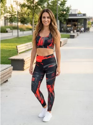 Sutien sport premium pentru femei ALTISPORT VOJ/ALW010POD01 NEGRU ȘI ROȘU