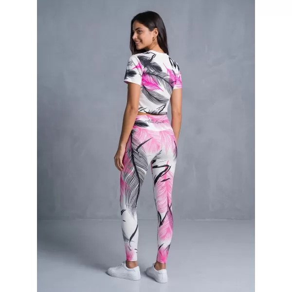  Jambiere lungi premium de damă ALTISPORT VOJ/ALW001LEG01 ALB ROZ 