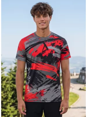Tricou funcțional premium pentru bărbați ALTISPORT VOJ/ALM014TR01 NEGRU ȘI ROȘU