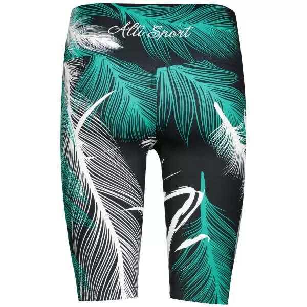  Jambiere de damă deasupra genunchiului premium ALTISPORT VOJ/ALW001LEG02 NEGRU/TURCOAZ 