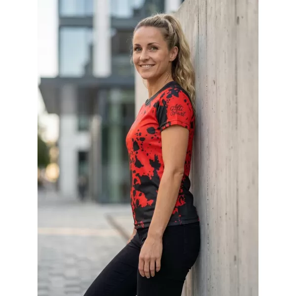  Tricou funcțional premium pentru femei ALTISPORT VOJ/ALW012TR01 NEGRU/ROSU 