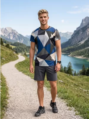 Tricou funcțional premium plus pentru bărbați ALTISPORT VOJ/ALM007TR02 BLEUMARIN/MARO