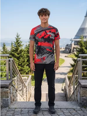 Tricou funcțional premium pentru bărbați ALTISPORT VOJ/ALM014TR01 NEGRU ȘI ROȘU