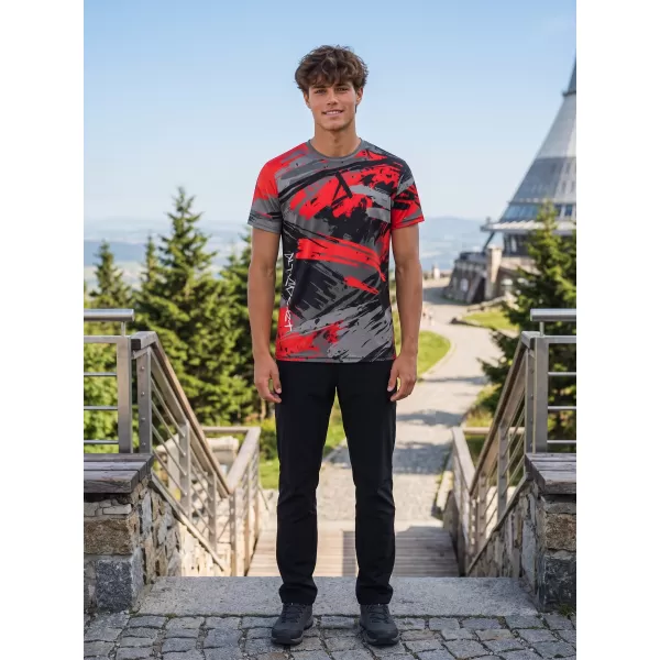  Tricou funcțional premium pentru bărbați ALTISPORT VOJ/ALM014TR01 NEGRU ȘI ROȘU 