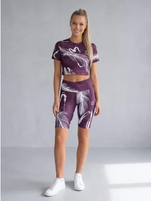 Jambiere de damă deasupra genunchiului premium ALTISPORT VOJ/ALW001LEG02 VIOLET/ALB