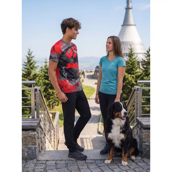  Tricou funcțional premium pentru bărbați ALTISPORT VOJ/ALM014TR01 NEGRU ȘI ROȘU 