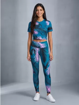 Jambiere lungi premium de damă ALTISPORT VOJ/ALW001LEG01 BENZINĂ/ROZ DESCHIS
