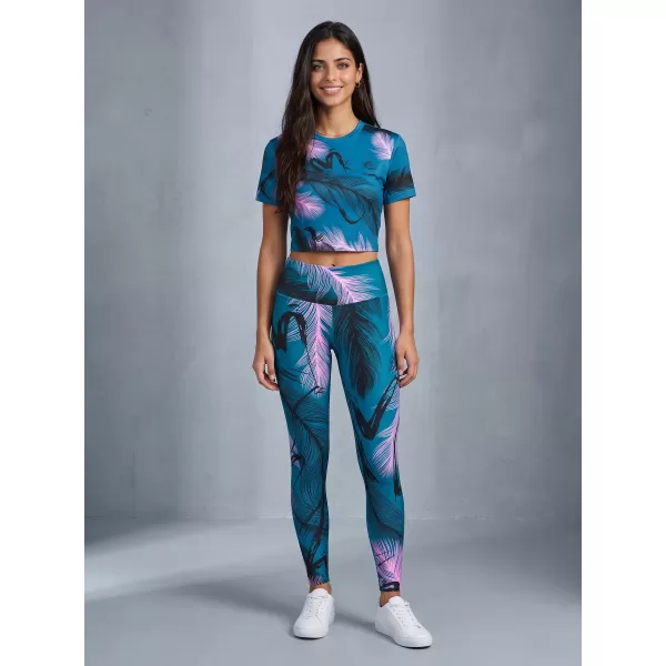  Jambiere lungi premium de damă ALTISPORT VOJ/ALW001LEG01 BENZINĂ/ROZ DESCHIS 