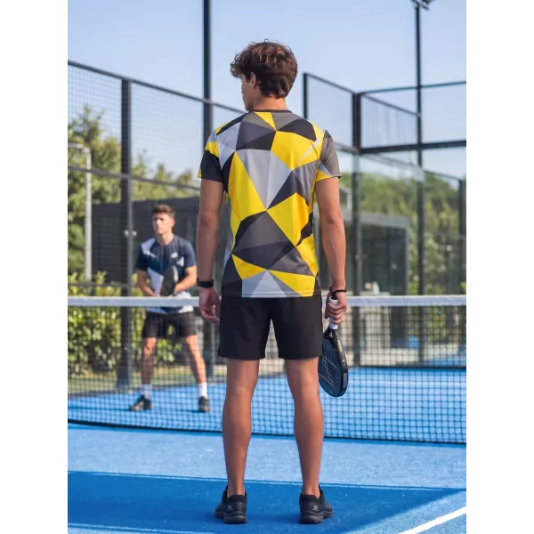  Tricou funcțional premium plus pentru bărbați ALTISPORT VOJ/ALM007TR02 NEGRU ȘI GALBEN 