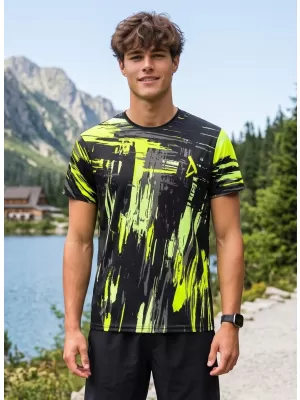 Tricou funcțional premium pentru bărbați ALTISPORT VOJ/ALM010TR01 NEGRU ȘI GALBEN