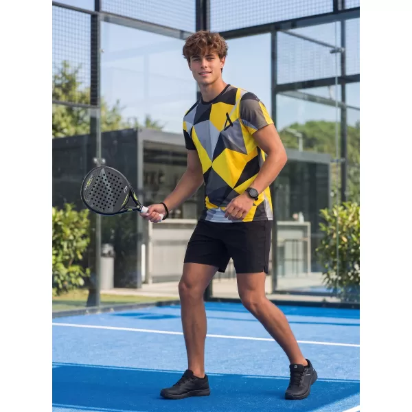  Tricou funcțional premium plus pentru bărbați ALTISPORT VOJ/ALM007TR02 NEGRU ȘI GALBEN 