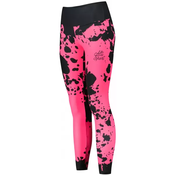  Jambiere lungi premium de damă ALTISPORT VOJ/ALW012LEG01 NEGRU/ROZ FLUO 