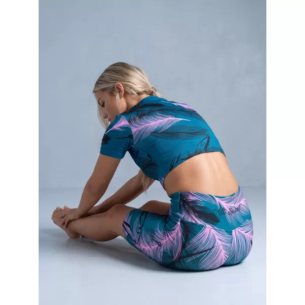  Jambiere de damă deasupra genunchiului premium ALTISPORT VOJ/ALW001LEG02 BENZINĂ/ROZ DESCHIS 