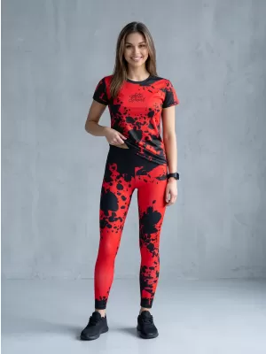 Jambiere lungi premium de damă ALTISPORT VOJ/ALW012LEG01 NEGRU/ROSU