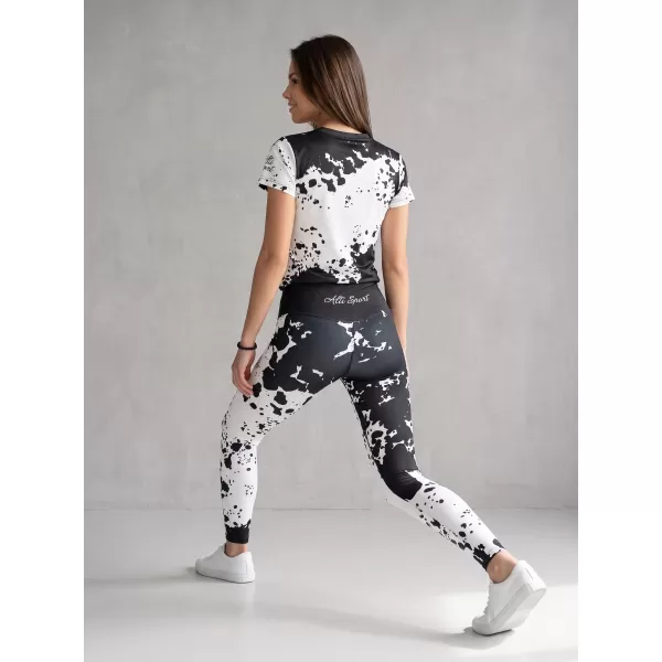  Jambiere lungi premium de damă ALTISPORT VOJ/ALW012LEG01 ALB NEGRU 