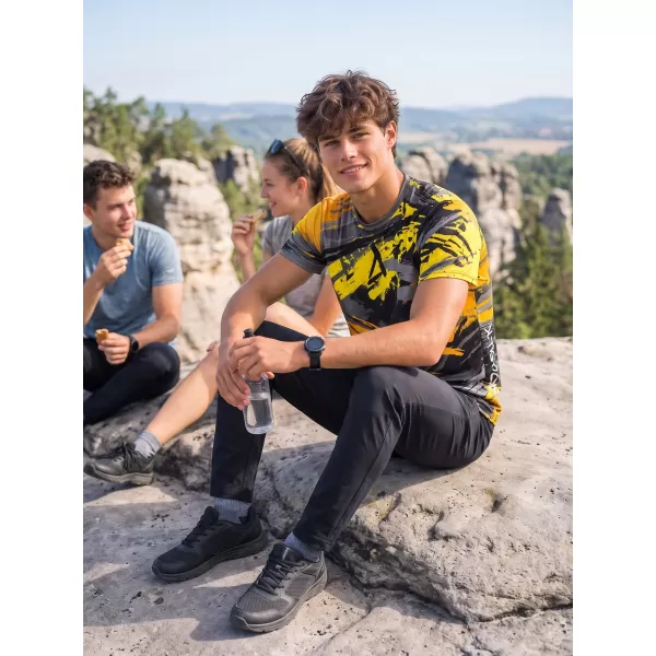 Tricou funcțional premium pentru bărbați ALTISPORT VOJ/ALM014TR01 NEGRU ȘI GALBEN 