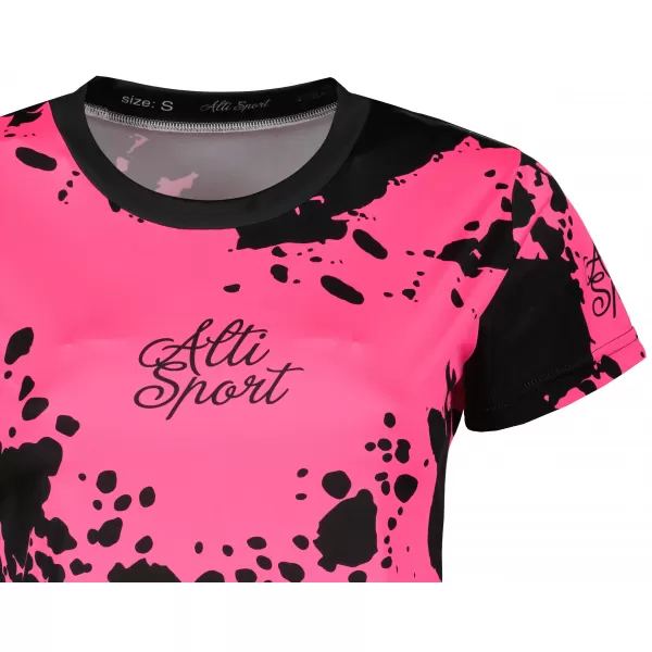  Tricou funcțional premium pentru femei ALTISPORT VOJ/ALW012TR01 NEGRU/ROZ FLUO 