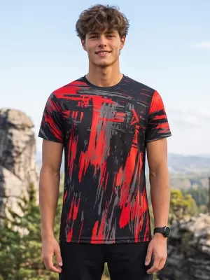 Tricou funcțional premium pentru bărbați ALTISPORT VOJ/ALM010TR01 NEGRU ȘI ROȘU